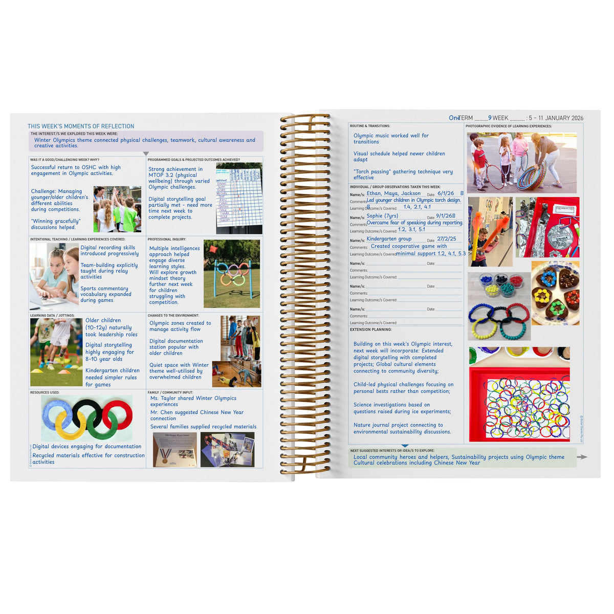 2026 OSHC Weekly Programming & Reflection Diary - Hard Cover Spiral Bound