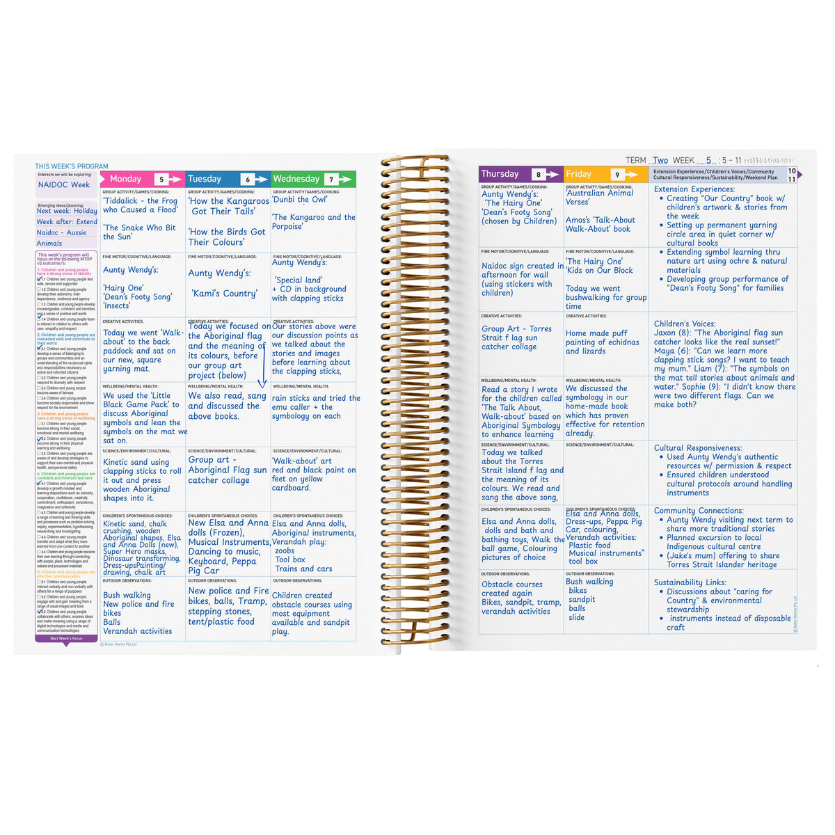 2026 OSHC Weekly Programming & Reflection Diary - Hard Cover Spiral Bound
