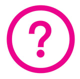 Pink question mark inside a pink circle on a white background