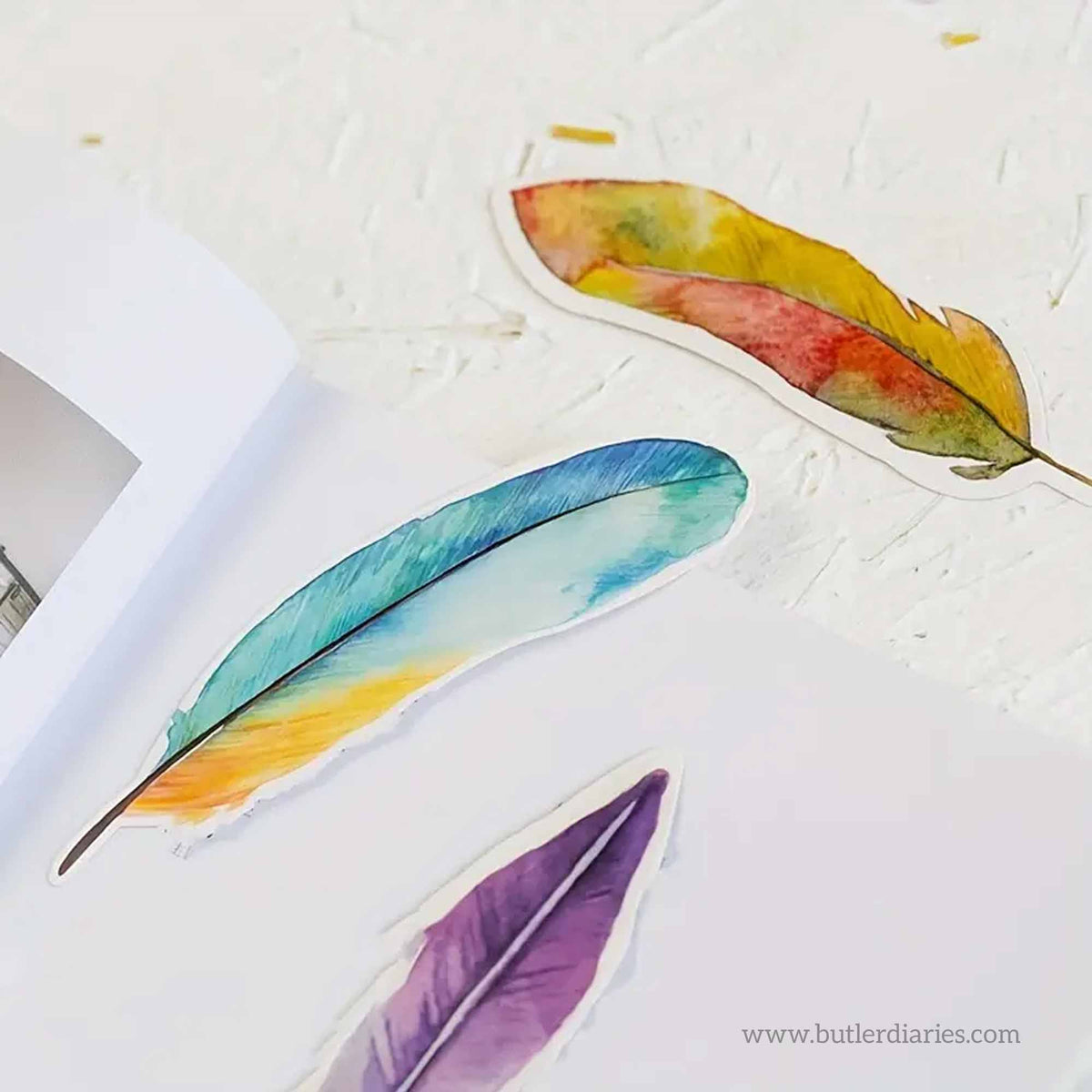 Bookmark - Watercolour Feathers - 30 pack