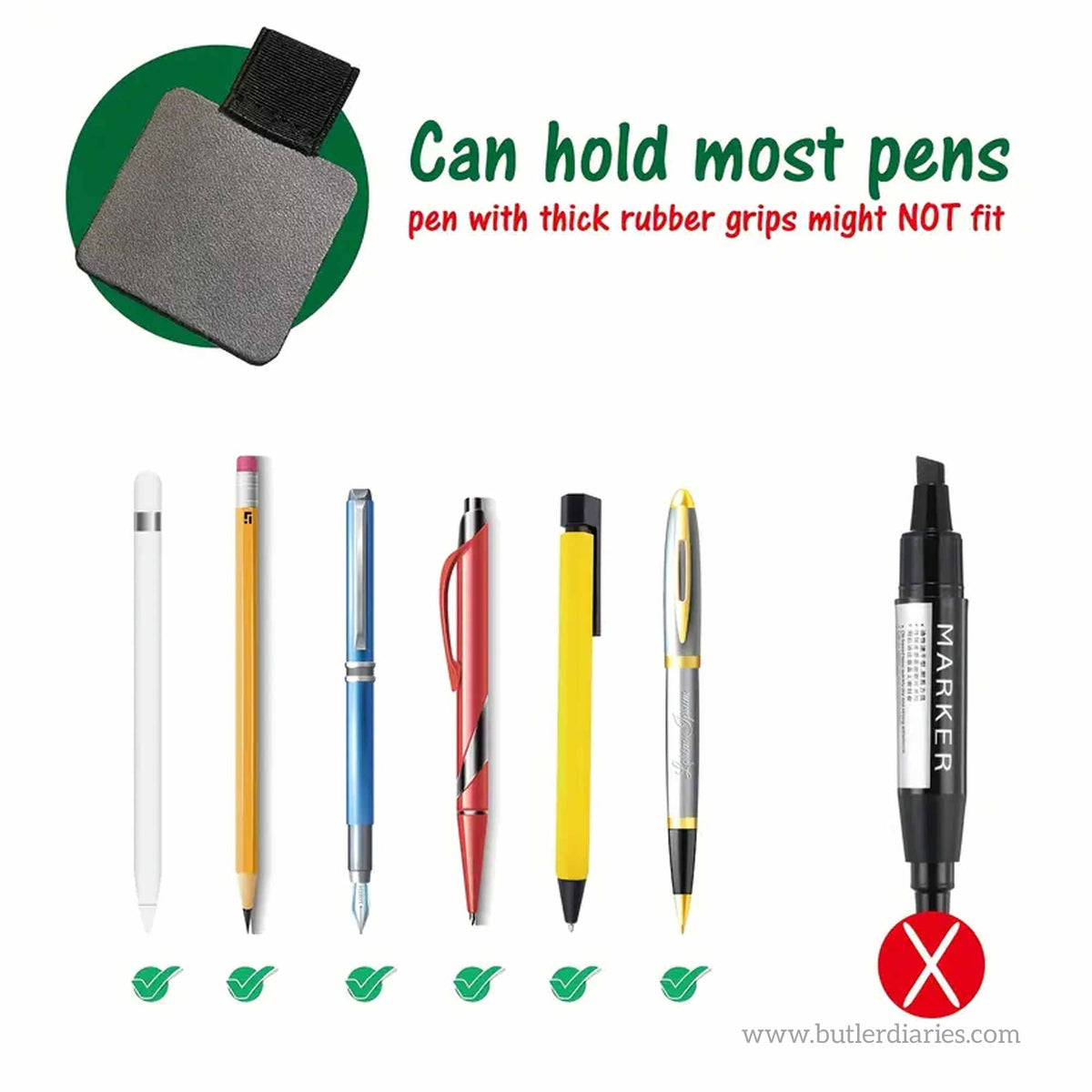 Pen holder adhesive 6 Pack Black