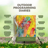 Outdoor Programming Diaries 2026 with colorful cover on grass
