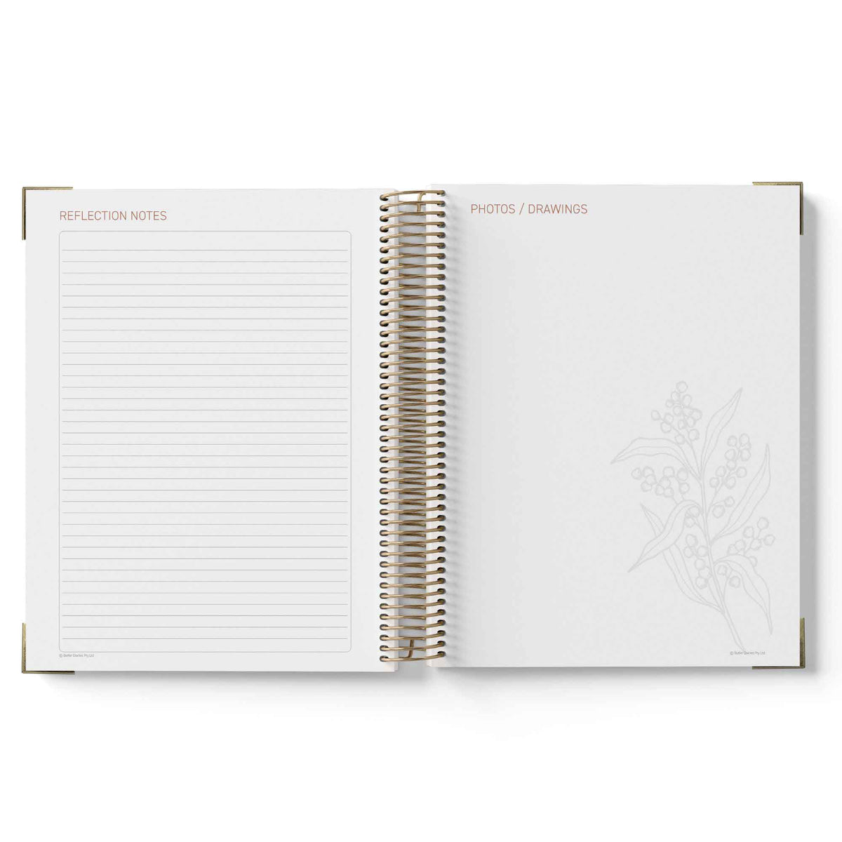 Open spiral-bound notebook with lined pages on a white background