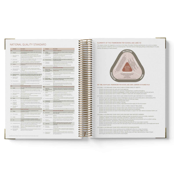 Open book showing text and a diagram on quality standards