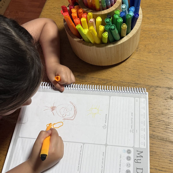 A child reflecting in the Children's Voices Diary using drawing