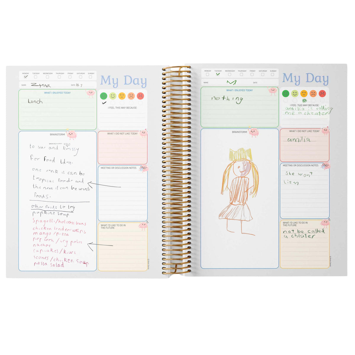 A completed example of the Children's Voices Diary