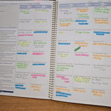 A simple program example with links to frameworks using stickers and highlighters