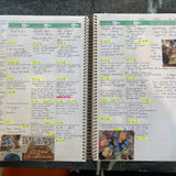 Open Educator Programming Diary with notes and images on a dark surface