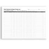 Daily toileting and nappy change log sheet on a white background