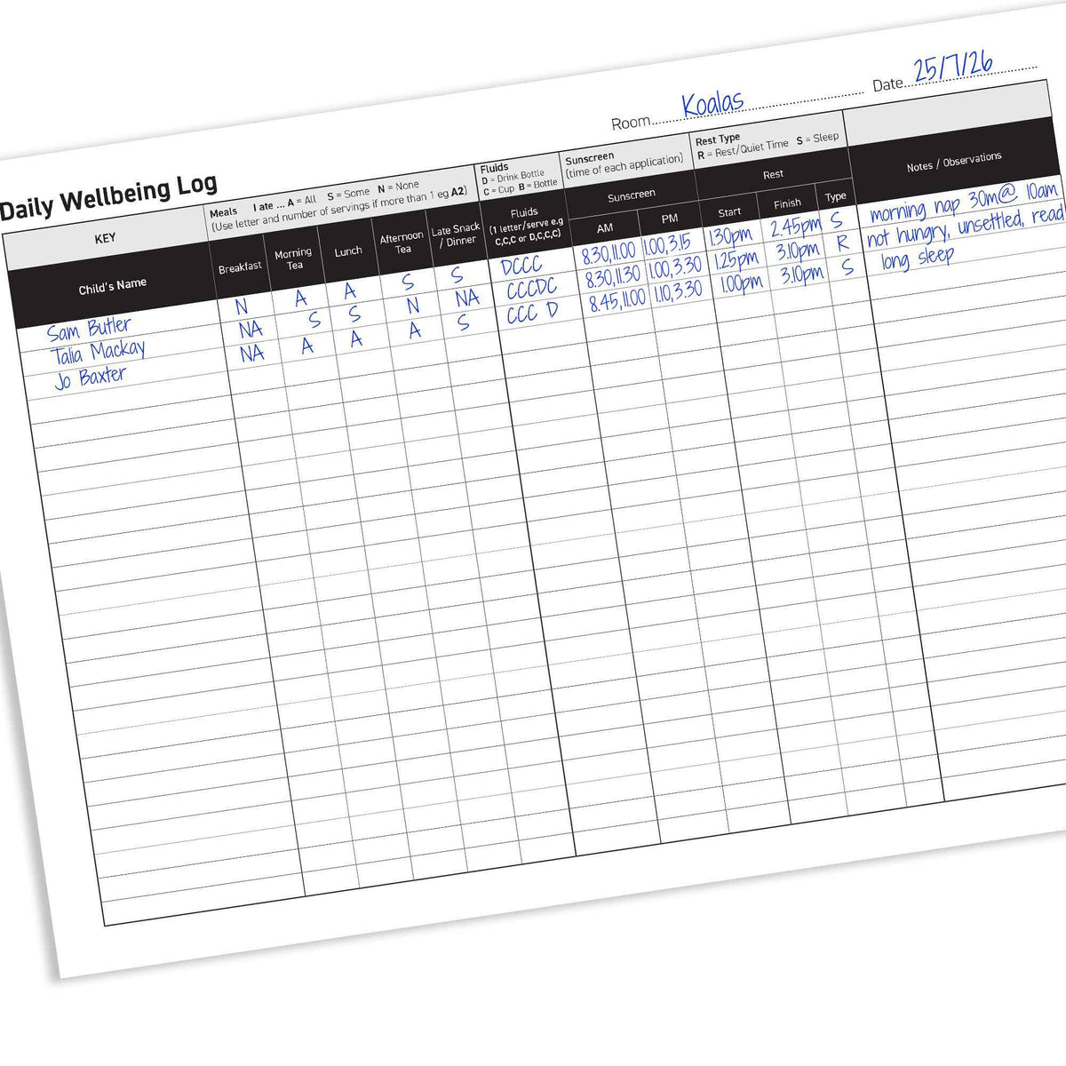 Daily Wellbeing Log Book