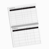 Two pages of a daily wellness log with grid lines on a white background