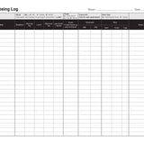 Daily Wellbeing Log sheet with columns for child's name, meals, activities, and notes.