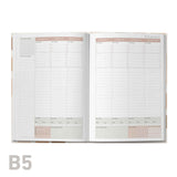 Open educator planner showing monthly calendar layout with 'B5' size label at the bottom.