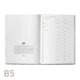 Open meeting log book with a page titled 'Important Information' and another titled 'Contacts', on a white background.