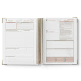 Open 2027 Educational Leader Diary showing a weekly layout with dates and time slots on a white background