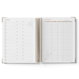 Open spiral-bound 2027 Educational Leader Diary showing pages labeled 'Contacts' and 'Educators'.