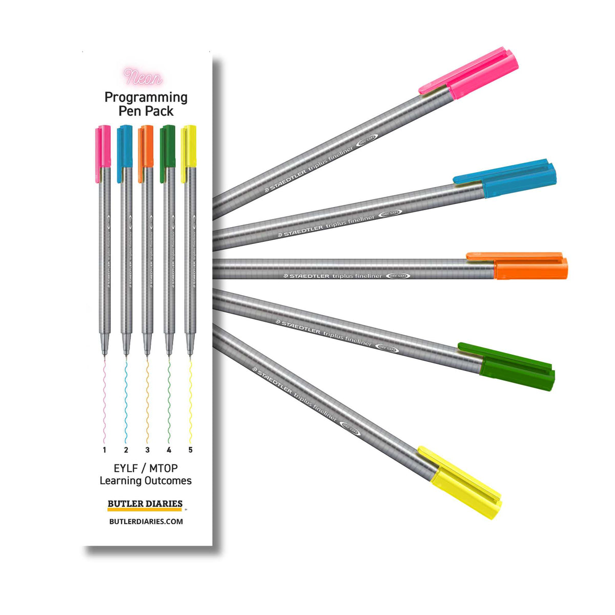 Programming Pen Pack. Set of 5 Fineliners