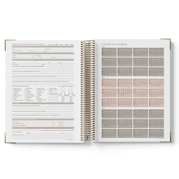Open 2027 Family Day Care Checklist Diary with calendar pages on a white background