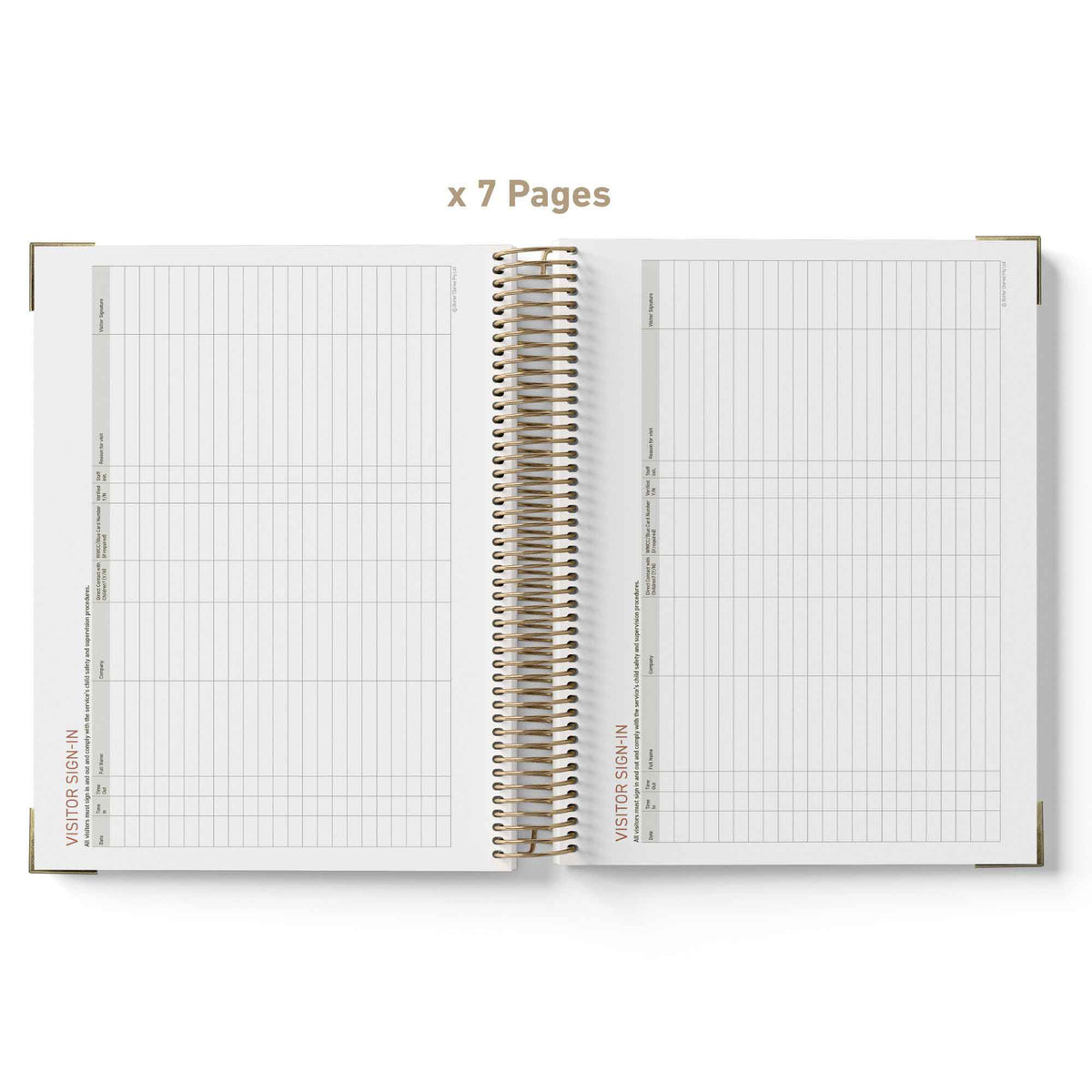 Open spiral-bound 2027 Family Day Care Checklist Diary with grid and checklist pages on a white background