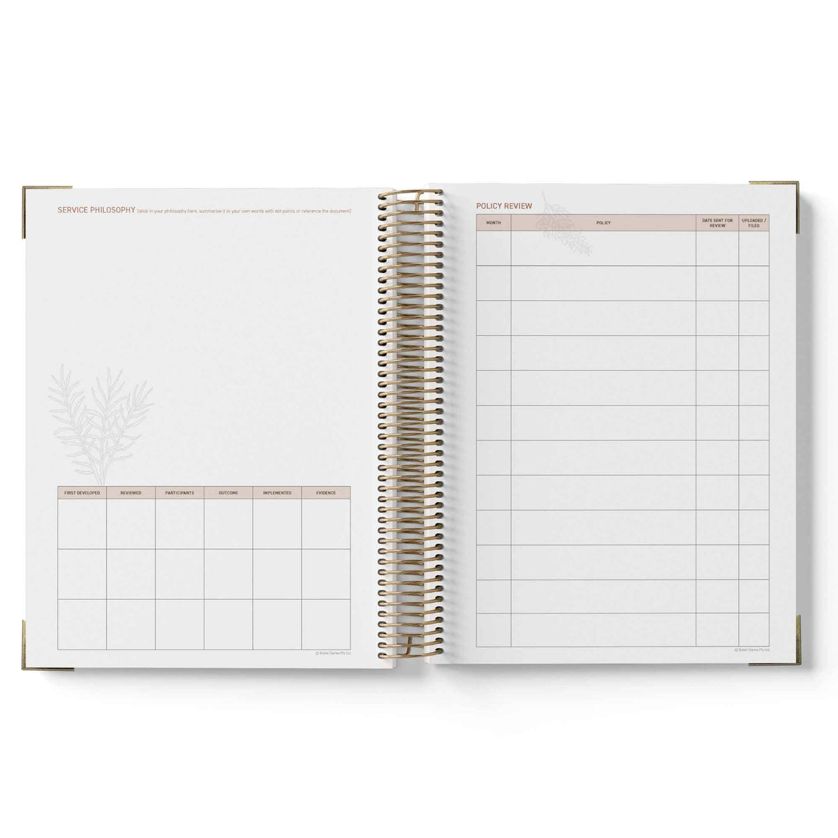 Open spiral-bound 2027 Nominated Supervisor Diary with grid and checklist pages on a white background