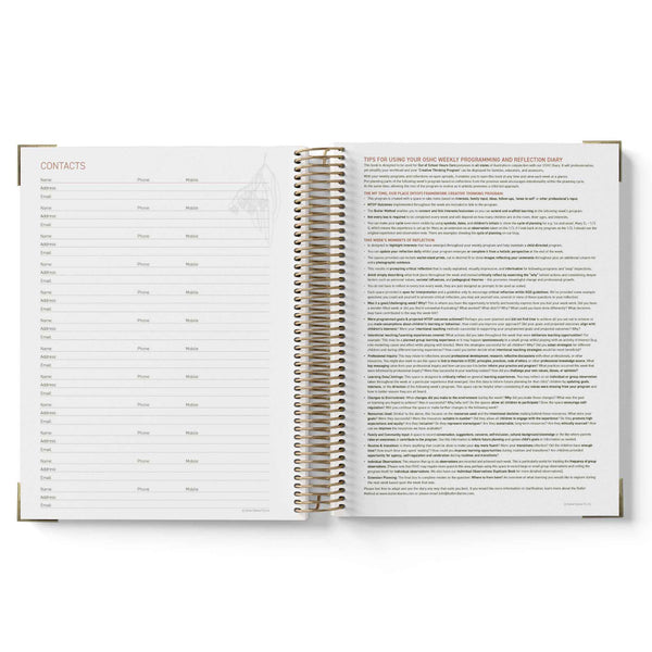 Open spiral-bound notebook showing pages with text on a white background