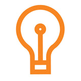 Orange light bulb icon on a white background