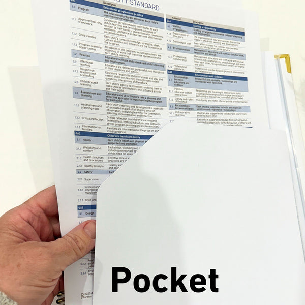 a pocket with a page in it in a diary