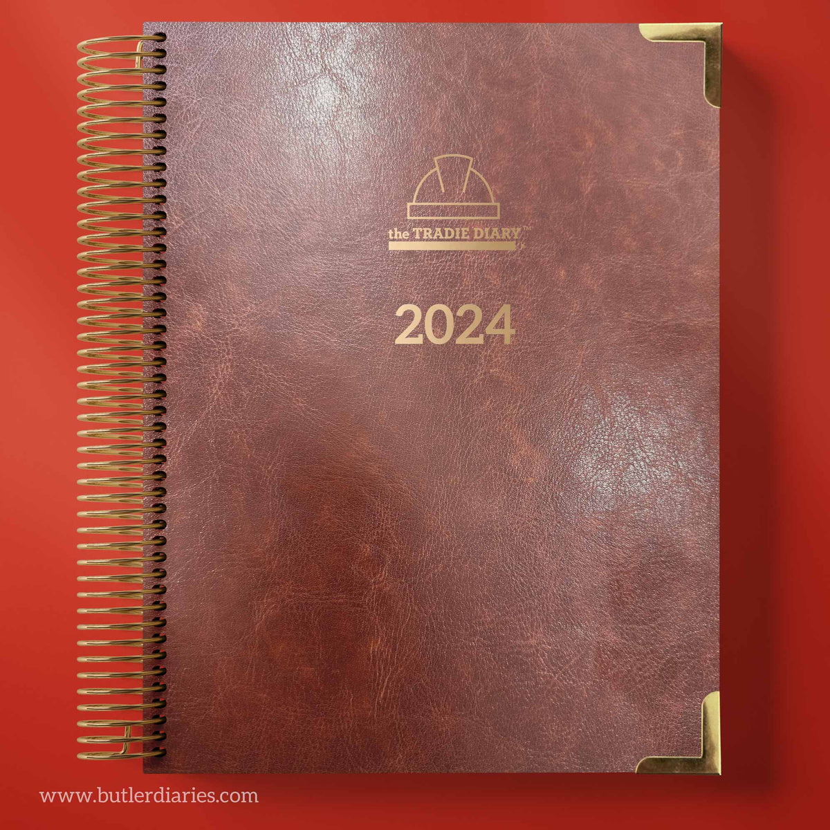2024 The Tradie Diary Leather Hard Cover Spiral Bound Butler Diaries
