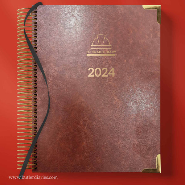2024 The Tradie Diary - Leather Hard Cover Spiral Bound