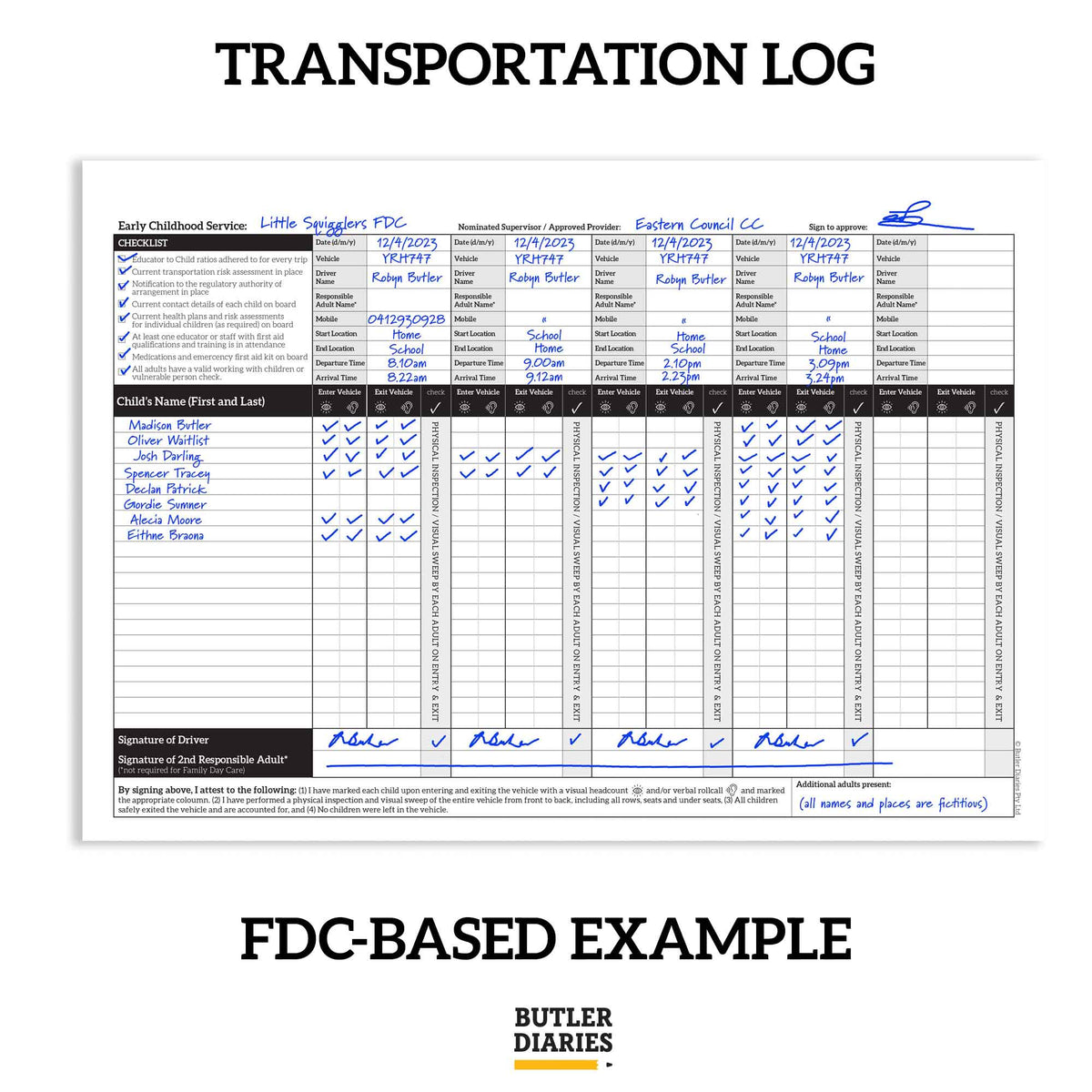 Transportation File Transportation Log Book New Regs – Butler Diaries