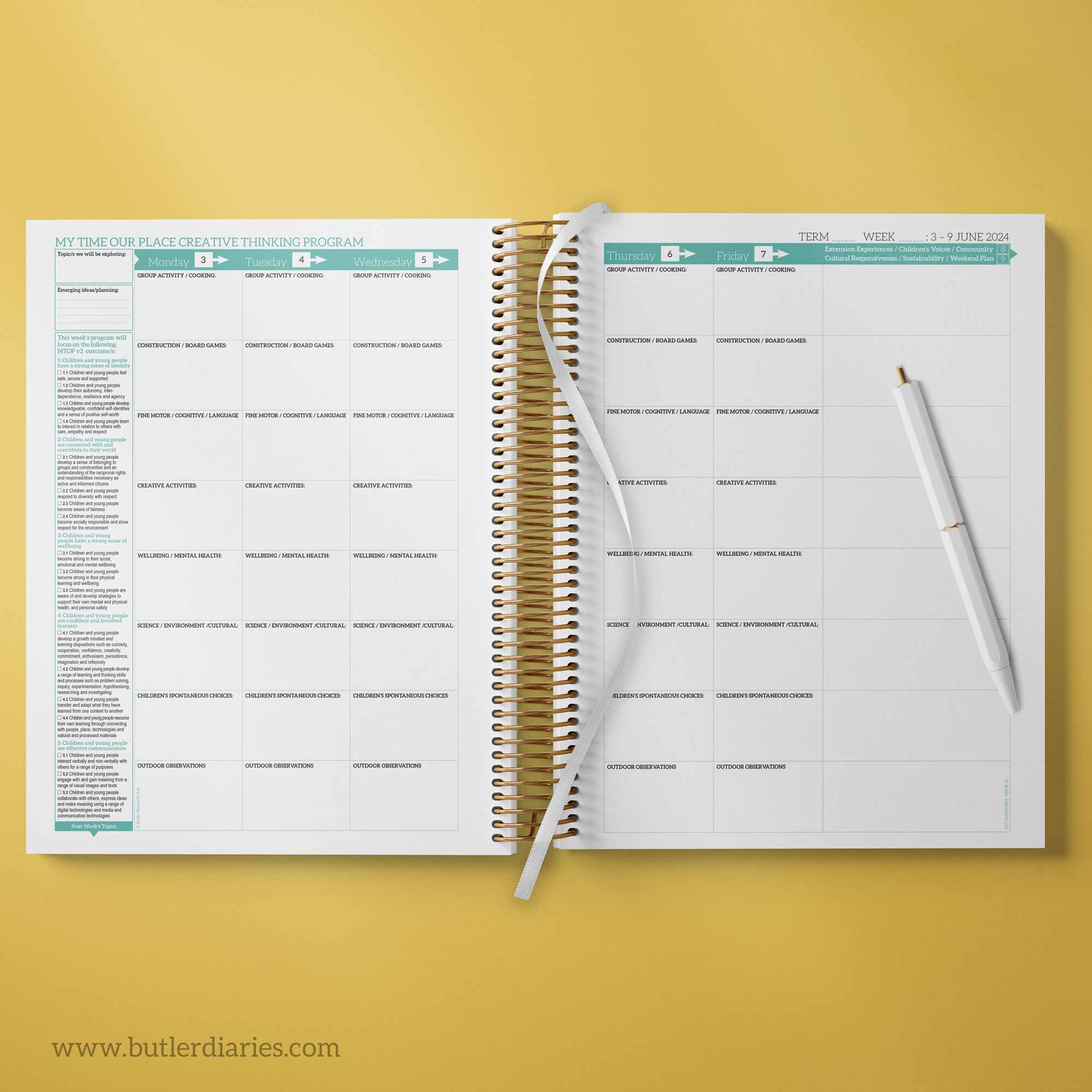 2024 OSHC Weekly Programming & Reflection Diary | Butler Diaries