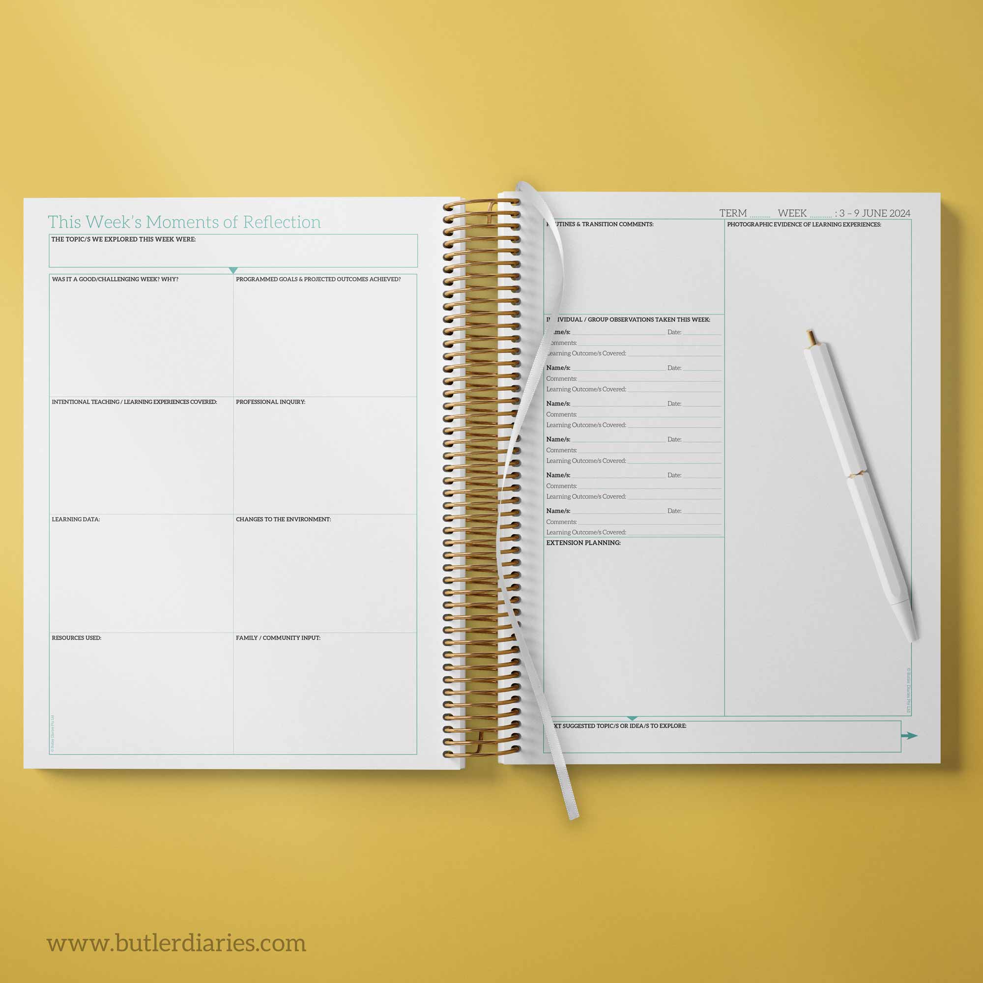 2024 OSHC Weekly Programming & Reflection Diary | Butler Diaries