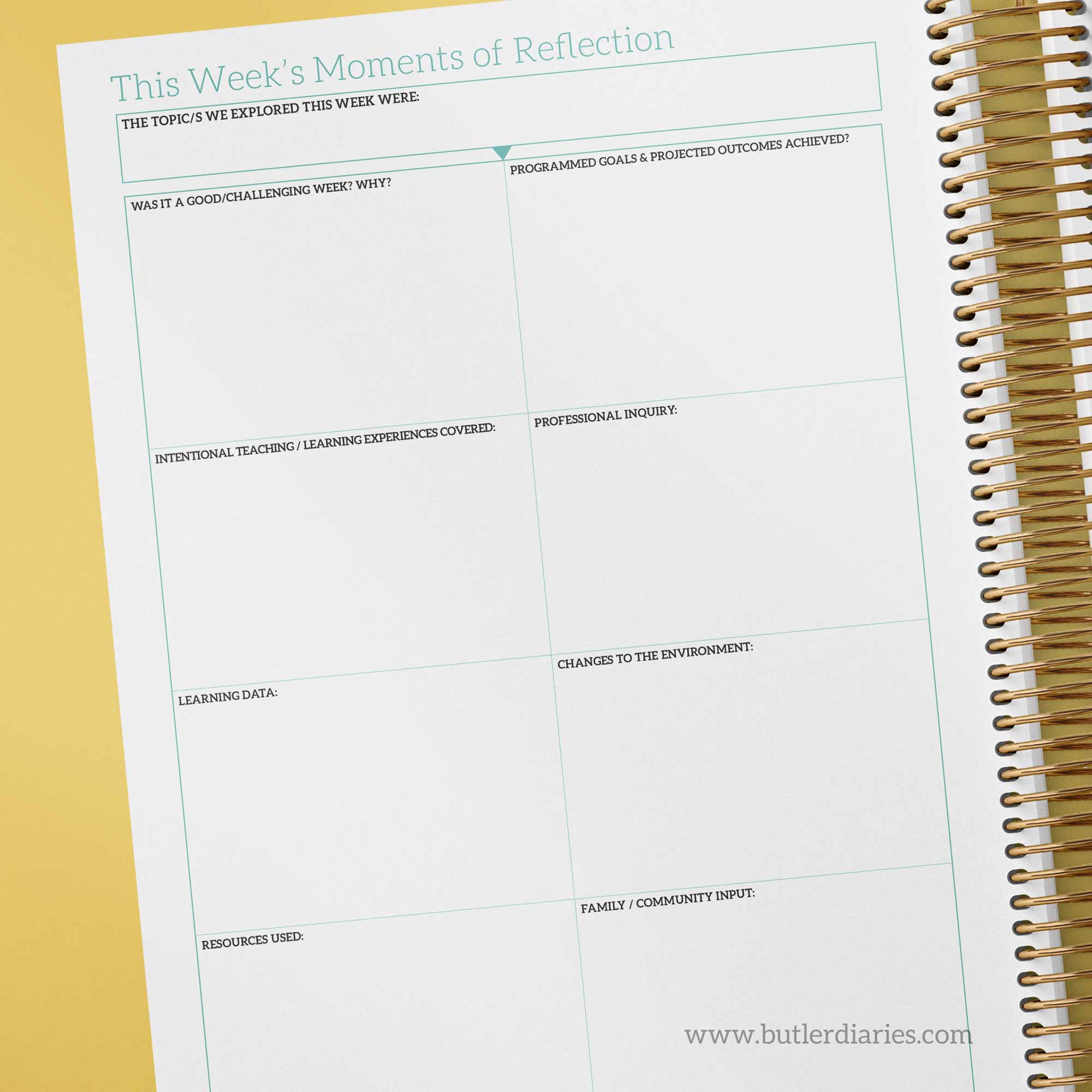 2024 OSHC Weekly Programming & Reflection Diary | Butler Diaries