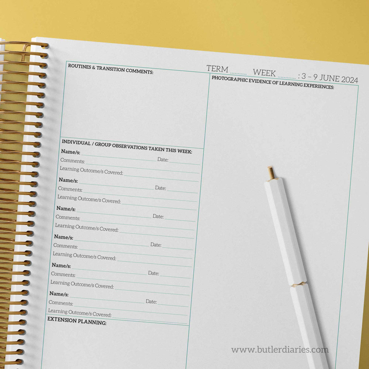 2024 OSHC Weekly Programming & Reflection Diary | Butler Diaries