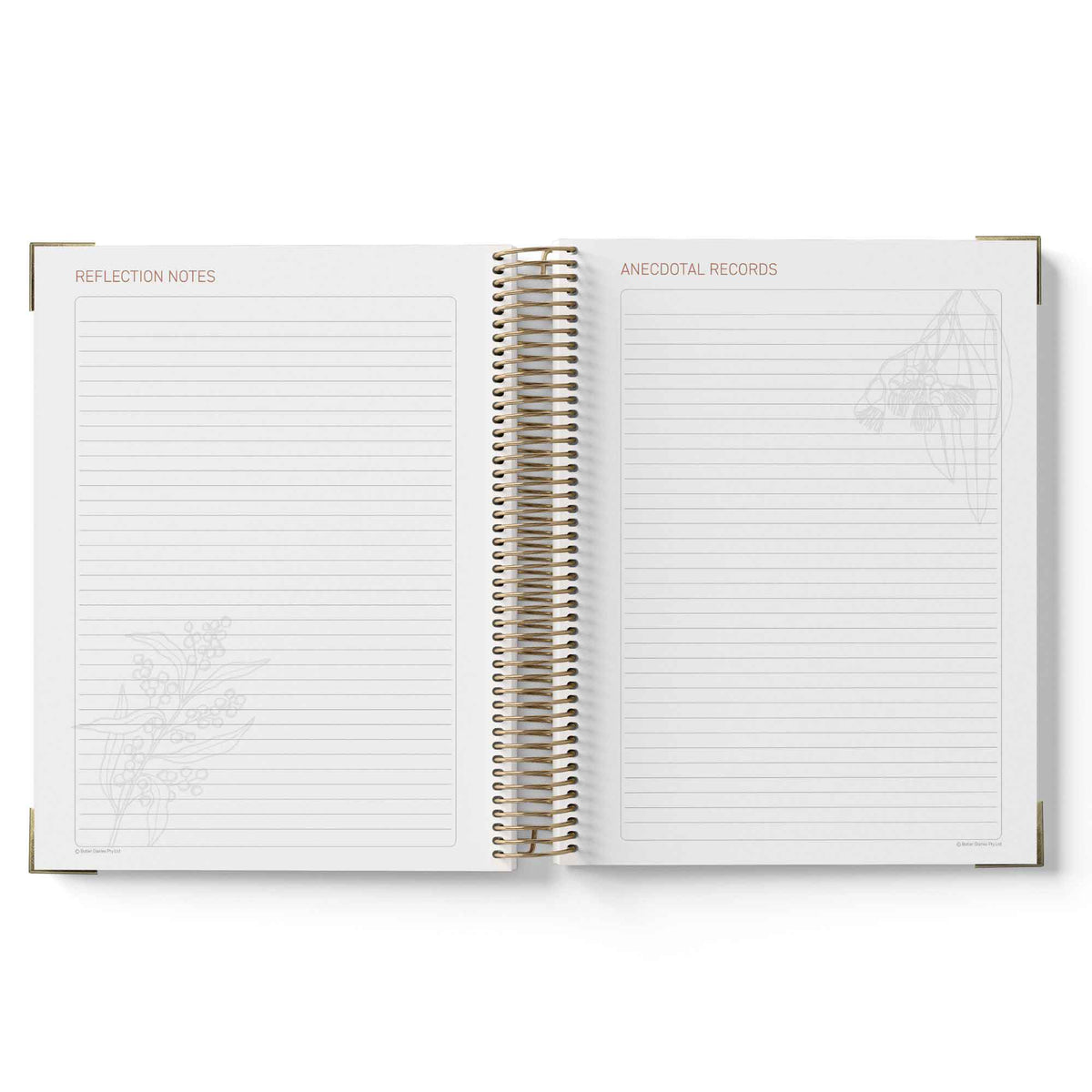 Open teacher planner with 'Reflection Notes' and 'Anecdotal Records' sections on a white background