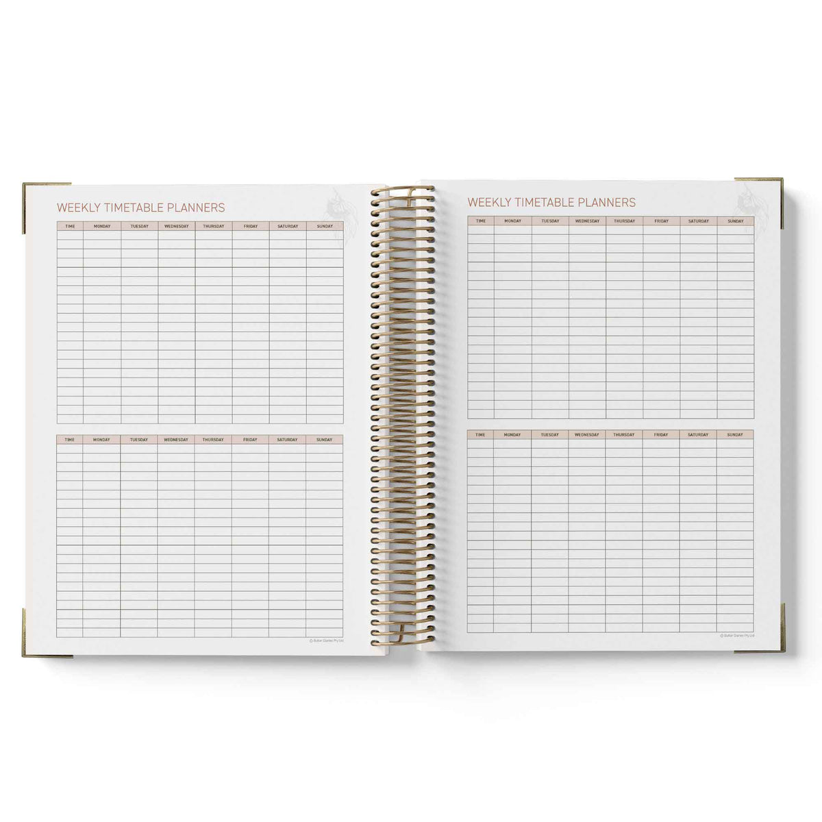 Open teacher planner weekly timetable planner on a white background