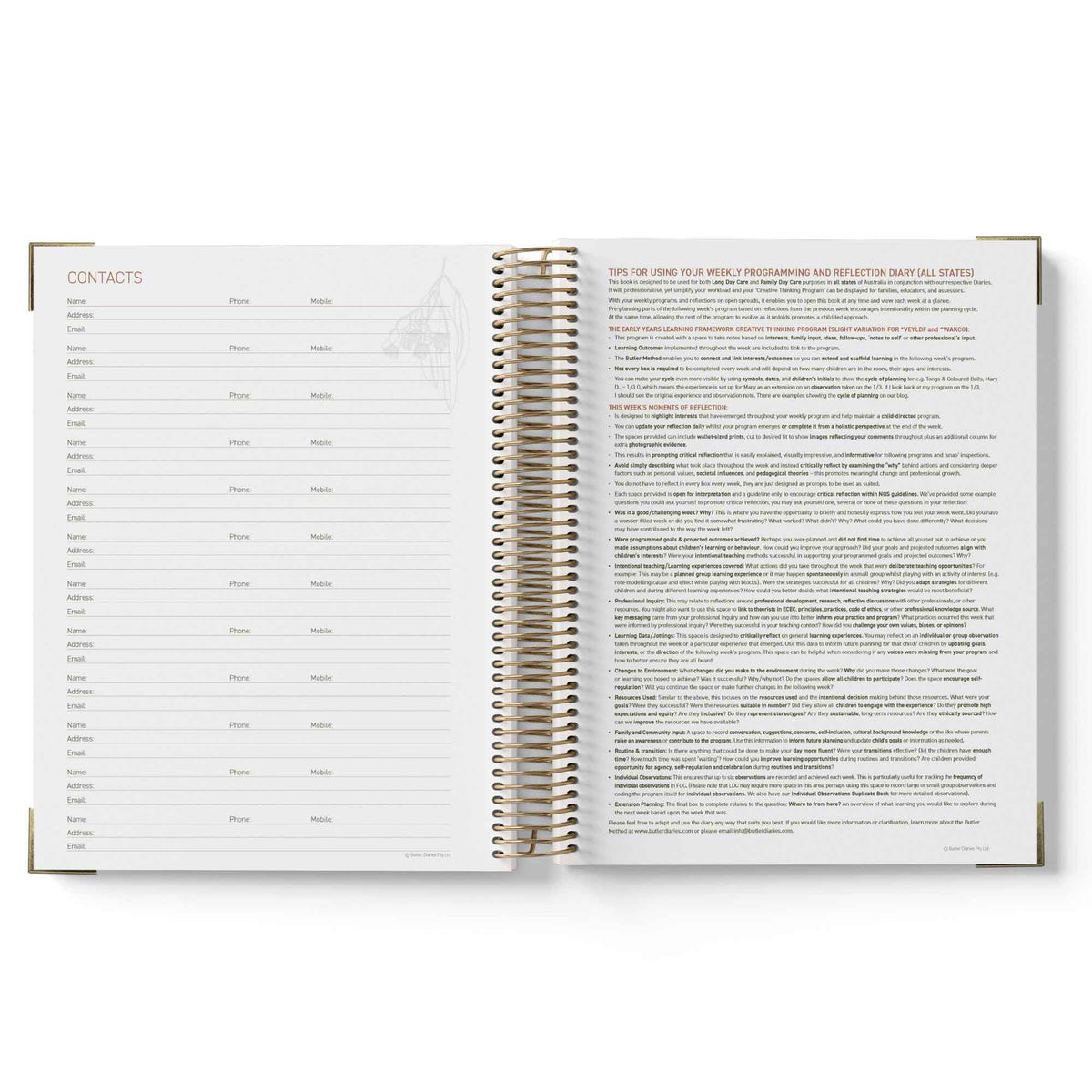 Open 2027 ECEC Programming Diary displaying text on a white background