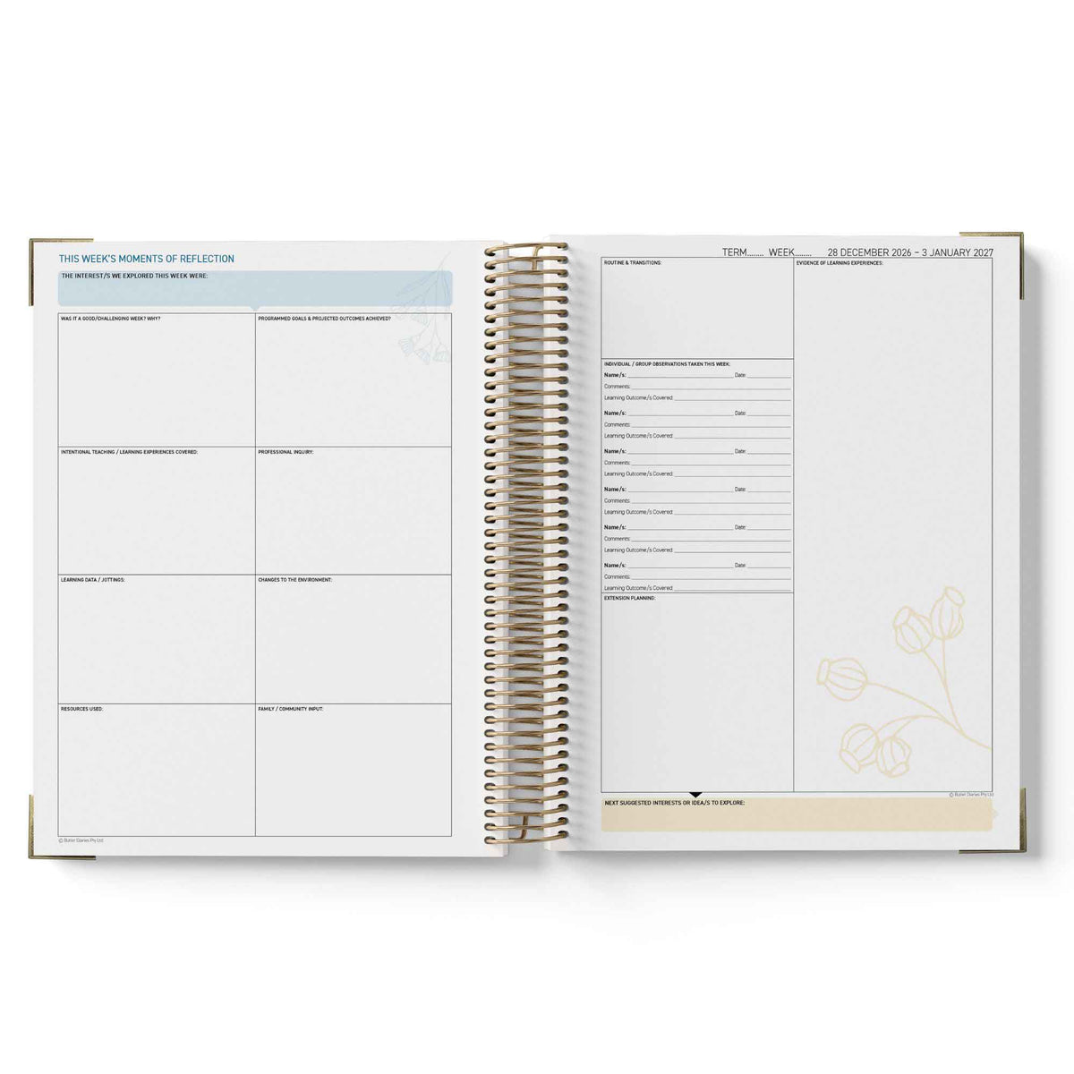 Open 2027 ECEC Programming Diary with daily schedule and reflection sections on a white background