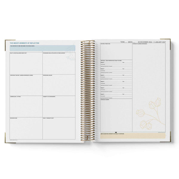 Open 2027 ECEC Programming Diary with daily schedule and reflection sections on a white background