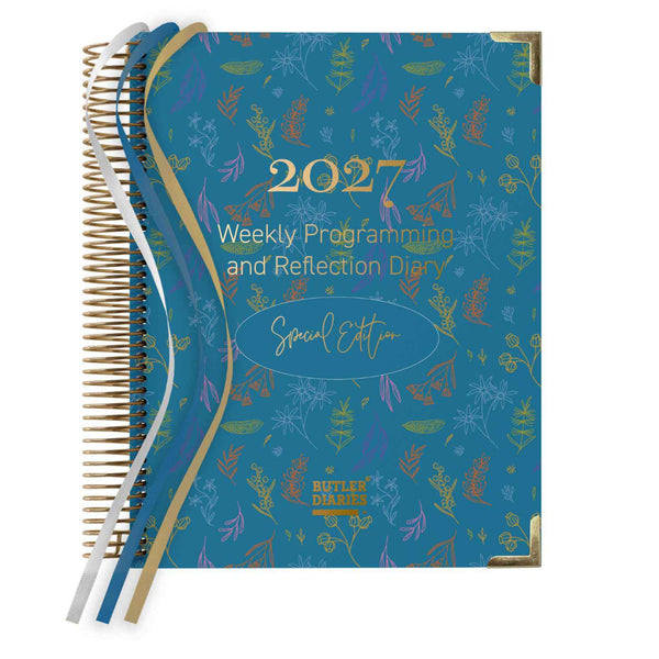 2027 weekly programming and reflection diary special edition with decorative cover on a white background