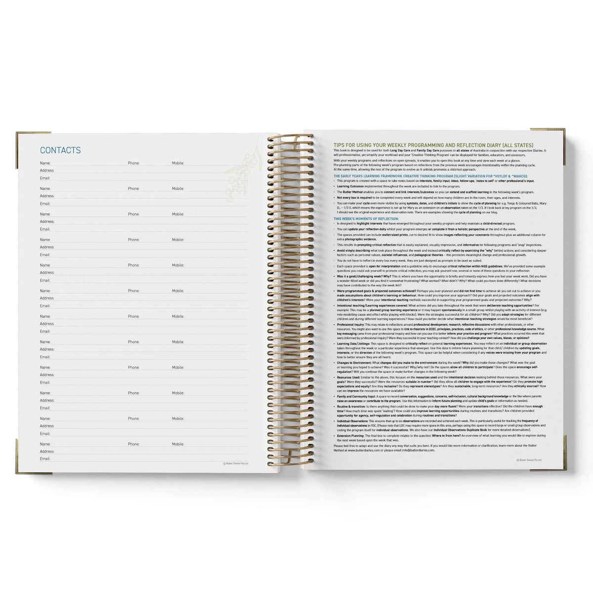Open 2027 ECEC Programming Diary with text on a white background