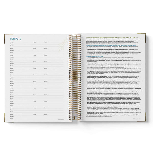 Open 2027 ECEC Programming Diary with text on a white background