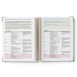 Open spiral-bound 2027 ECEC Programming Diary with educational content on developmental milestones and EYLF/NQF, on a white background.