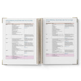 Open spiral-bound 2027 ECEC Programming Diary with educational content on developmental milestones and EYLF/NQF, on a white background.