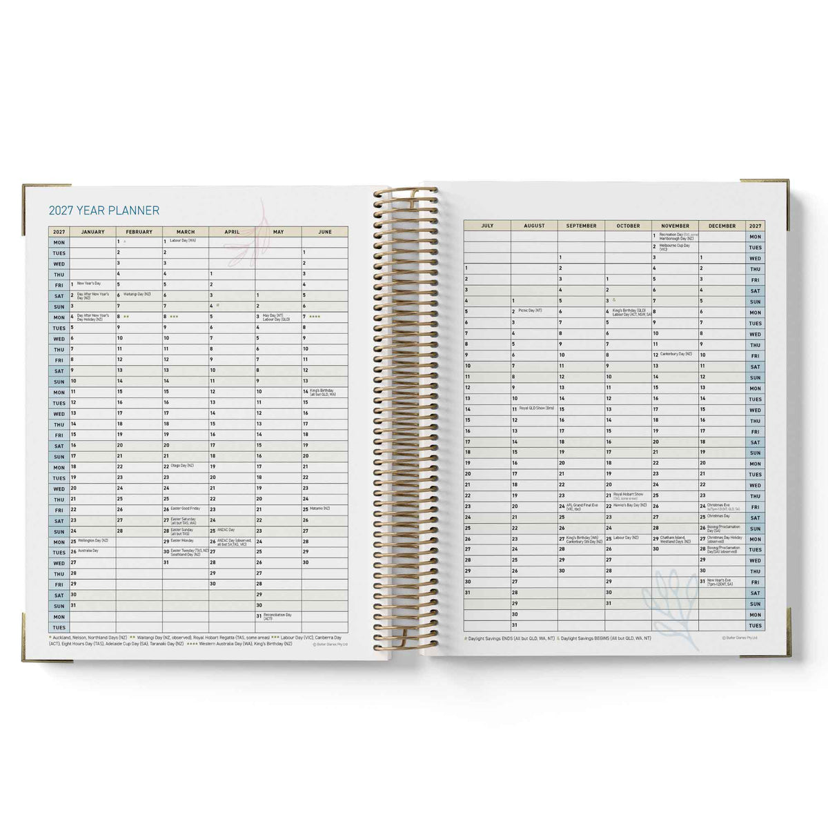 Open 2027 ECEC Programming Diary with monthly calendar layout on a white background