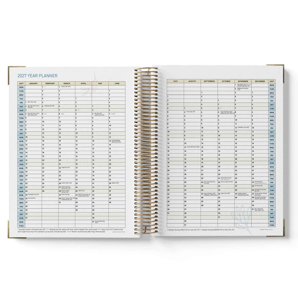 Open 2027 ECEC Programming Diary with monthly calendar layout on a white background