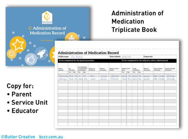 Administration of Medication Record Triplicate Book - Butler Diaries